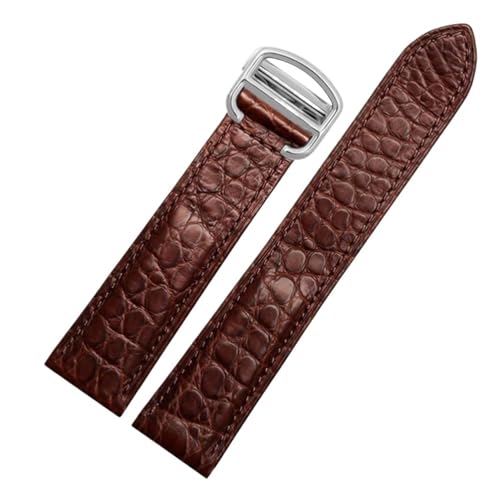 Bracelet de montre en cuir crocodile marron chic et élégant pour modèle Cartier Ronde Solo