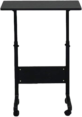 Miniatura 19 de Mesa auxiliar de sofá con ruedas ajustable en altura negra Soporte para computadora portátil Escritorio de mesa inclinable Sofá/Cama Mesa auxiliar
