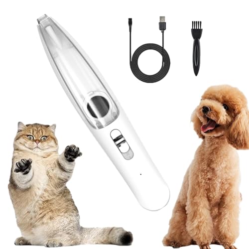 Aspirador cortacésped de patas de coche – Kit de aseo inalámbrico para perros, cortacésped eléctrico para mascotas | Afeitadora de succión para perros, Recargable por USB, con luz LED