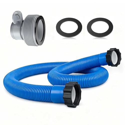 1.5 Pool Pump Hoses with Adapter Type B Connector Kit for Intex Coleman Above Ground Pools -1 1/2 Pool Hose Compatible with 1500-2500 GPH Sand Filter Pumps & Saltwater Systems (1 Blue)