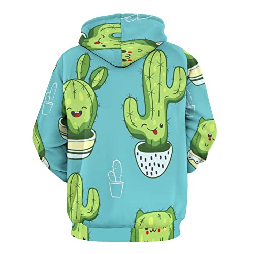 Sweat à capuche cactus vert avec impression 3D thermique et douce - 3