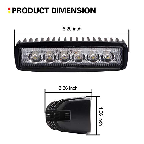 Led Light Bar Strip, Qdy 2 Pack 6'' 18W Led Work Light Spot Single Row Led Strip Offroad Fog Light Waterproof For Car Truck Marine Boat Camping Tractor Suv Utv Atvs Tanks Crane #TOP1