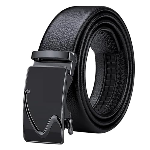 High-end Automatic Buckle Business Belt, Fashionable Casual Pants Belt(115cm,Gun Color)