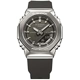 Casio G-Shock GM-S2110-1A1ER Orologio Analogico-Digitale Uomo, Cassa Acciaio Inox Argento, Cinturino Resina Nero, Resistente Acqua 20 Bar