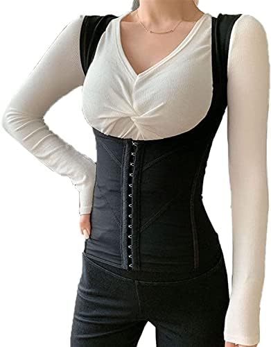 NEWCES Women Back Brace Lumbar Support Chest Belt Corset Posture Corrector Body Shaping Clothes Sexy Slimming Waistband Decompression Weight Loss Fitness Fat Burn Support (Color : Black, Size : S/S.) NEWCES Women Back Brace Lumbar Support Chest Belt Corset Posture Corrector Body Shaping Clothes Sexy Slimming Waistband Decompression Weight Loss Fitness Fat Burn Support (Color : Black, Size : S/S.)