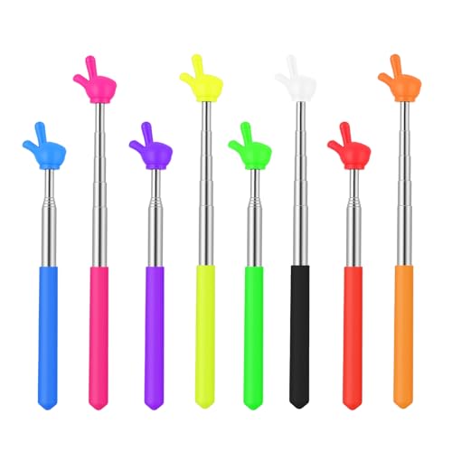 Mini Finger Pointer Sticks for Classroom, Retractable Teacher Hand Pointer, Telescopic Finger Pointer for Kids Reading & School Presentation Supplies​ (Multicolored, 8 PCS)