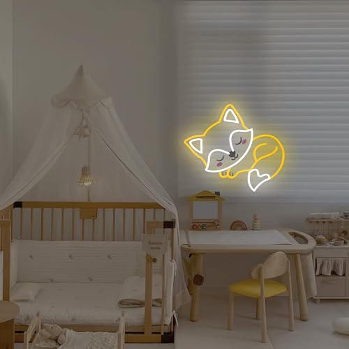 Image of Fox Neon Sign, USB Powered LED Light for Room Decor | Cute Animal Wall Decor for Bedroom, Kids Room, Game Room, Party Decoration and Fox Lovers Gift