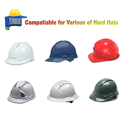 Image of Hard Hat Sun Shade, High Visibility Sun Visor Neck Shade with Reflective Strip, Full Brim, Man & Woman (Hard Hat Not Included), Blue, 4 Pack