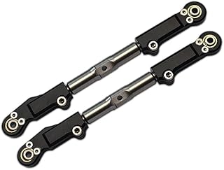 Aluminum+Stainless Steel Rear Upper Arm Tie Rod for Traxxas 1/8 4WD Sledge Monster Truck 95076-4 - 2Pc Set Black
