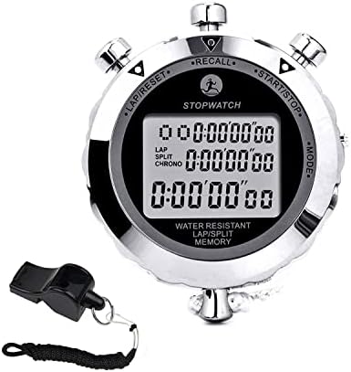 Rolilink Stopwatch,Metal Stop Watch for Sports Waterproof Stopwatches Timer for Sports and Competitions (10 Lap)