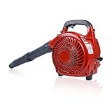 Leistungsstarker 2-Takt Benzin-Laubbläser 28cc, 1,1PS, 490 CFM, 280 MPH. Tragbares Handgerät für Garten, Einfahrt & Schneeräumung. Ergonomisches Design, einfache Handhabung – Rot