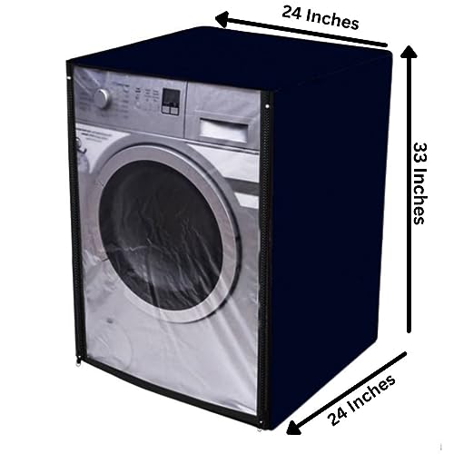Image of Waterproof & Dustproof Front Loading Washing Machine Front Clear Cover Suitable for Normal IFB 6.5kg, 7 Kg, 7.5Kg & 8kG / 61X61X84cm Washing Machines (Grey) (5, Blue)