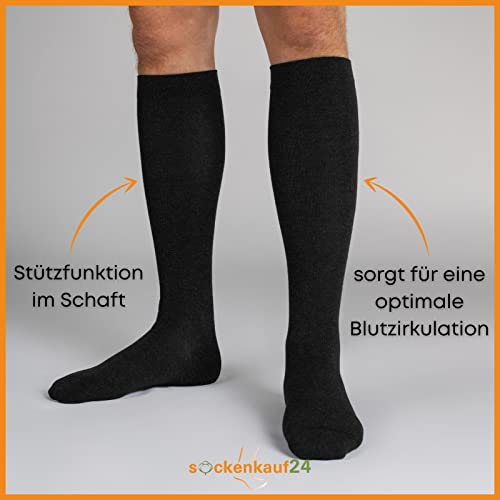 sockenkauf24 1 | 2 | 4 Paar Stützstrümpfe Reisestrümpfe Kompressionsstrümpfe Damen & Herren Stützkniestrümpfe 41900 WP (43-46 | 2 Paar, Schwarz)