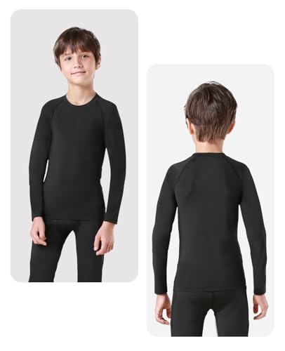 Niksa Thermounterwäsche Set für Jungen 5-12J - Extra Warme Ski & Sportunterwäsche, Hochatmungsaktiv als Basis für Fußball, Wandern & Radfahren,4 Jahreszeiten Funktionswäsche