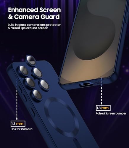 Image of DIZORO Samsung A17 5g Case, Compatible with Mag Safe Back Cover, Matte Luxury Metallic Luster Flexible TPU Wireless Charging Shockproof Case with Camera Protector Lens (nEW Blue)