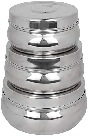SWHF Stainless Steel Belly Food Round Food Storage Containers Fridge Storage Boxes Kitchen Organizer 3 Pc Kitchen Storage Containers