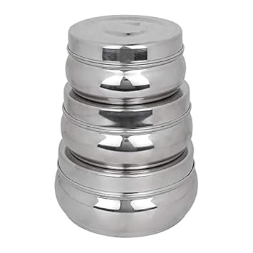 SWHF Stainless Steel Belly Food Round Food Storage Containers Fridge Storage Boxes Kitchen Organizer 3 Pc Kitchen Storage Containers