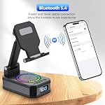 Gifts for Men Women, Foldable Mobile Phone Stand with Bluetooth Speaker, 4-in-1 Design Portable Speaker with Colourful RGB Lights, Anti-Slip Base, Birthday Presents for Dads/Mums,Cool Tech Gadgets