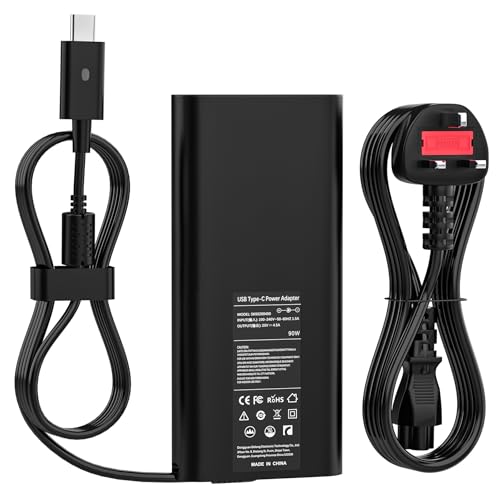 90W Laptop Charger USB C Compatible with Dell XPS 13 9350 9360 9370 9365 Precision 5550 5750 3550 3541 3540 Latitude 7400 7480 7370 7390 5289 3500 3400 5400 7300 LA90PM170 Type C Power Supply Adapter