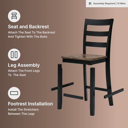 Signature Design by Ashley Counter Height Barstool, Set of 2, Brown/Black - image 8