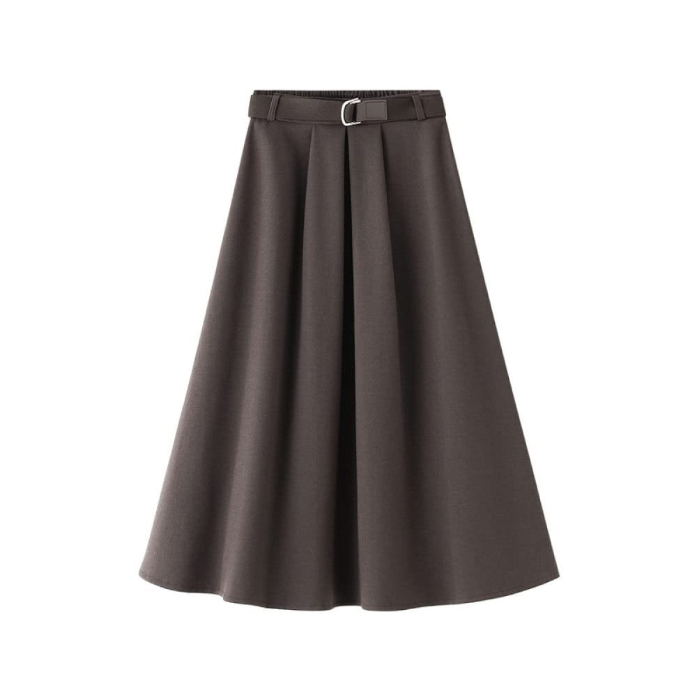 Gonne Invernali da Donna, Gonne da Donna Midi Design Cintura Vintage Gonne Invernali Nere Gonna Spessa A Vita Alta Gonne in Maglia Gonne A Pieghe da Donna Gonna(Coffee)