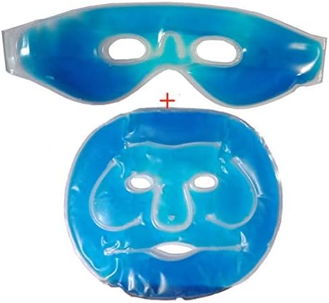 Kostech Hot & Cold Gel Eye Mask & Full Face Gel Mask Combo Pack | Reusable Cooling Therapy Pack for Dark Circles, Puffy Eyes, Migraine, Sinus Relief & Skin Care | Freezer & Microwave Safe Combo (Set of 2)