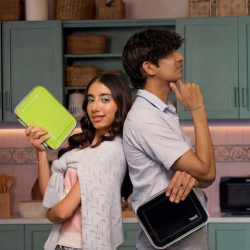 Image of Basil Bento Neo Classic 2025 - New & Improved, 1000ml 3-Compartment Stainless Steel Lunch Box for Adults, Teens & Kids | Leak-Proof & Easy to Open Tiffin for Office, School, College - Matcha