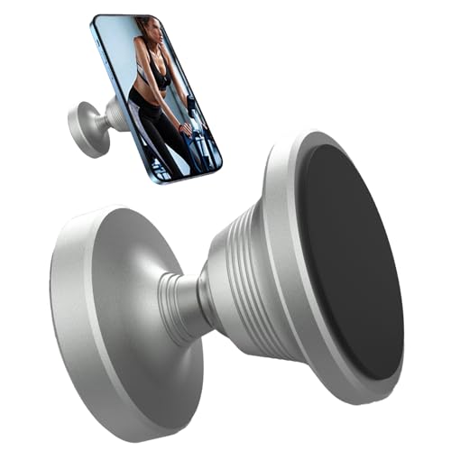 Efocakiox Soporte magnético doble para teléfono para gimnasio, soporte magnético para teléfono y soporte para videos y fotos, se fija a cualquier superficie de metal, diseñado para todos los
