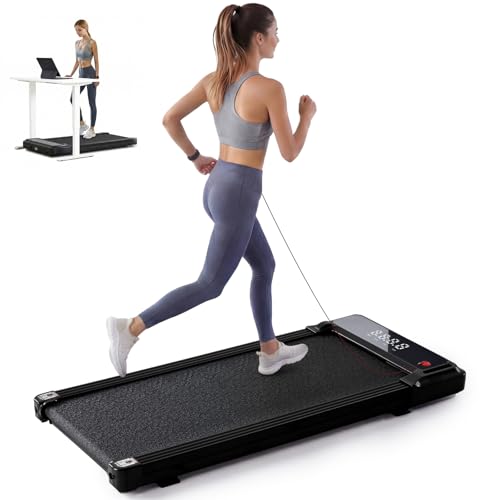 Image of NEWBULIG Under Desk Walking Pad Treadmill, Portable Compact Electric Treadmill with Remote Control, Quiet Fitness Equipment & LED Display for Home & Office, Black&Sliver