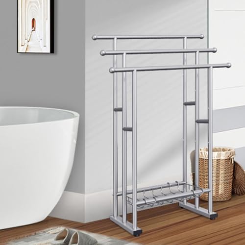 Rack de serviette debout anti humidité avec basket de rangement pratique