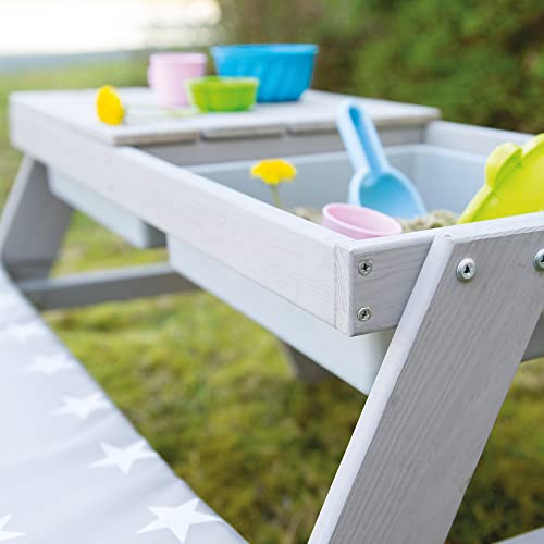 Roba: Picnic Play Table Set - Grey - With Play Tubs & Storage Compartment, Weatherproof Solid Wood, Bench Seats & Mud Table, Toddler & Kids, Ages 1+ #TOP3