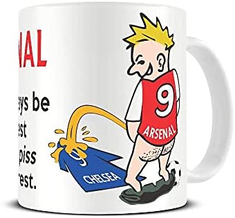 Wee On The Rival's Shirt | Football Fan Rivalry Mugs | Great Funny Gift for a Football Supporter Present Coffee Tea Mug Cup (Chelsea V Arsenal) WE08
