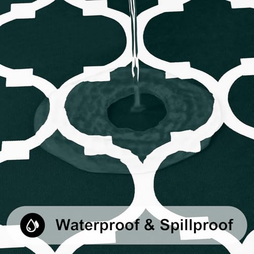 Image of Smiry Square Table Cloth, Flannel Backed Vinyl Tablecloth, 54 inchx54 inch | Waterproof Plastic Tablecloths, Wipeable Table Cover for Dining, Indoor and Outdoor (Hunter Green)