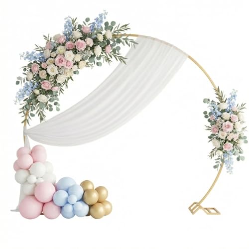 TERRE JARDIN Arche à Ballons Ronde Métal Doré 244 x 213 cm - Support Arche Ballon Mariage, Anniversaire et Décoration Événementielle - Structure Stable...