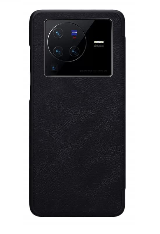 Image of WHITBULL Royal Leather Magnetic Flip case Compatible with Vivo X80 Pro Black