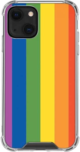 Skinit Clear Phone Case Compatible with iPhone 14 Plus - Vertical Rainbow Flag Design