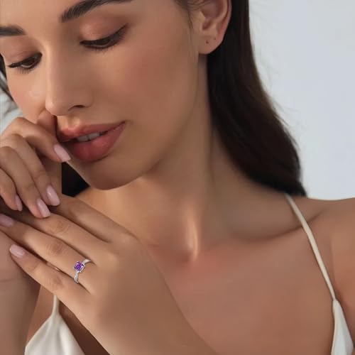 FJ Princess Cut Promise Rings for Her 925 Sterling Silver Engagement Wedding Birthstone Jewelry for Women3