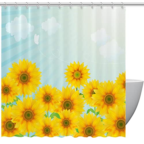 Rideau de douche tournesol haut de gamme avec 12 crochets - 2