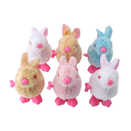 N+A 6 Pcs Wind-Up Jumping Colorful Bunny and Chicken Toys for Easter Basket Fillers, Plastic Easter Eggs, Kids Gifts and Party Favors (6 Pcs / 6 Colors) - Thumbnail 6