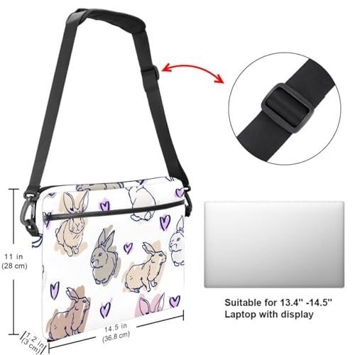 Portafolio de portátil multicolor con estampado artístico de liebre 6