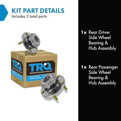 Image of TRQ Rear Left and Right Wheel Bearing and Hub Assembly Set 2 Piece Compatible with 2003-2004 Hyundai Tiburon with 4 Wheel ABS Brakes 2005 Tiburon GT 2006-2008