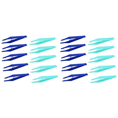 20pcs Grip Tweezers, with Easy/Use Adults for Tips Projects Making Home Handmade DIY Crafts Tools Fuse Random Color Classroom Forceps Game Finger Static Family(Blue,Mediumx2pcs)