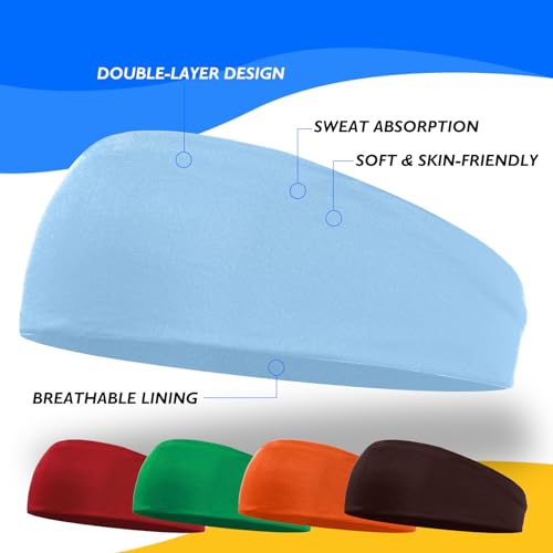 Bandanas esportivas para crianças, pacote com 5 faixas de transpiração com absorção de umidade para