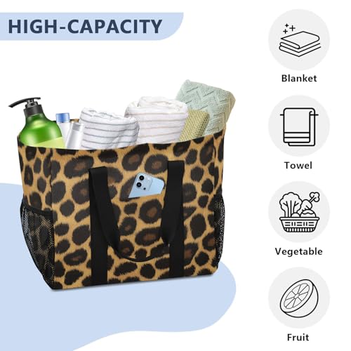 Nander Leopard Skin Print Foldable Tote Bag Waterproof Sandproof Women Beach Bag Handbag Gym Bag Travel Shopping Bag4