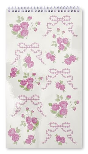 Image of iscream Fold and Send Girls Stationery Card Pad with Seals - Pretty in Pink | 40 Pack, Pretty Print, Spiral Bound, Large 10.5 inch x 5.75 inch Cards, Coordinating Sticker Sheets, Fold and Send, Summer Camp Ready