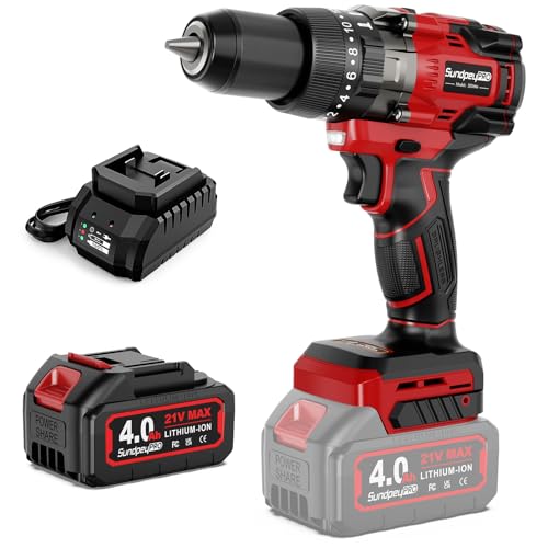 SundpeyPRO 21V Cordless Hammer Drill - 1151In-lbs High Torque Brushless Drill Set w/ 1/2' Metal...
