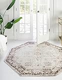 Rugs.com Monte Carlo Collection Rug – 5' Octagon Beige Medium Rug Perfect for Living Rooms, Kitchens, Entryways