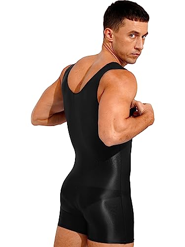 Men's Shiny Glossy Athletic Supporters One Piece Bodysuit Slim Fit Active Singlet Leotard4