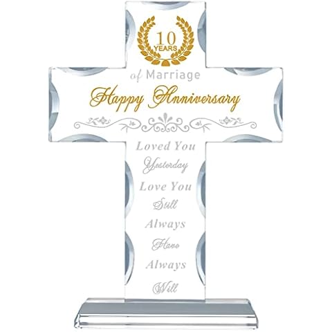 QIANRUNA 10th Wedding Anniversary Religious Cross Gifts for Her Him, 10 Years of Marraige Anniversary Romantic Gifts for Wife Husband Men Women Couples Cover