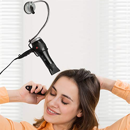 360 ° frei drehbarer Haartrocknerhalter Fön-Halterung Haartrockner Ständer Einstellbare Edelstahl Fön Unterstützung Rack mit Saugnäpfe für